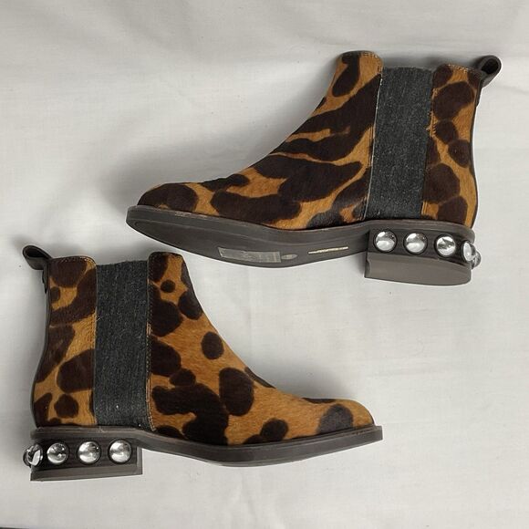 Louise Et Cie Chelsea Boot Venda Embellished Heel Animal Print Calf Hair SZ 6.5 - Picture 8 of 8